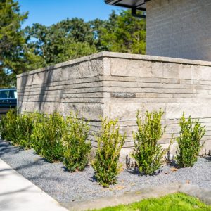 residential landscaping project using small bushes