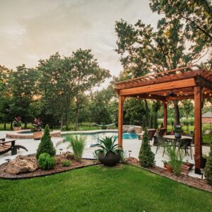 Edmond Oklahoma Backyard outdoor living poolside pergola service