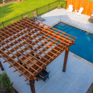 Backyard outdoor living poolside pergola service OKC