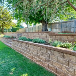 backyard brick retaining wall in Edmond OK