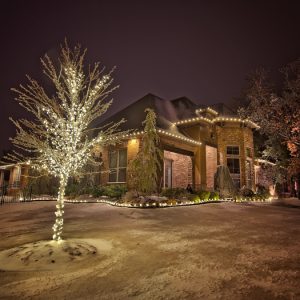 Home White Christmas lighting Service by Nelson Landscaping