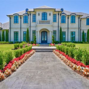 Landscaped Driveway Leading to OKC Mansion designed for former Atlanta Falcons IL Curtis Lofton