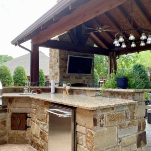 Nelson Landscaping Outdoor Kitchen with Dishwasher designed for Jeff Roberts from KMGL Magic 104.1 radio