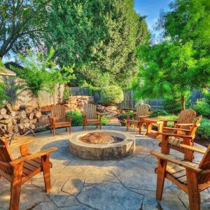 Outdoor Living with Fire Pit & Landscaping