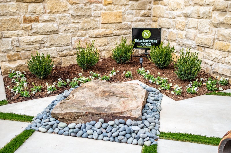 One-man boulder by Nelson Landscaping in Oklahoma