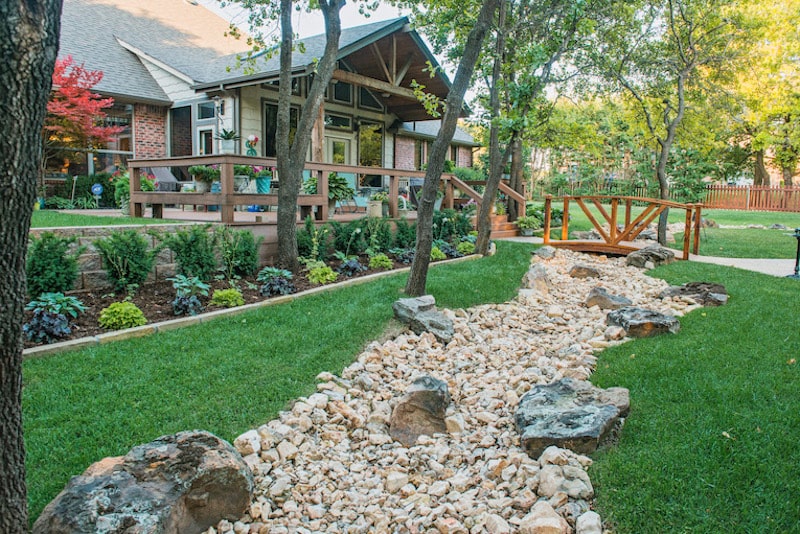 Dry creek riverbed in OKC by Nelson Landscaping